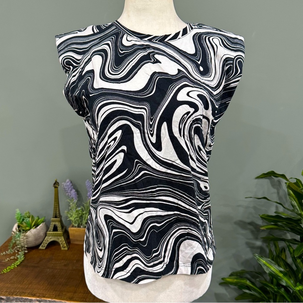 Sanctuary Padded Shoulder 100% Organic Cotton Sleeveless T-Shirt
